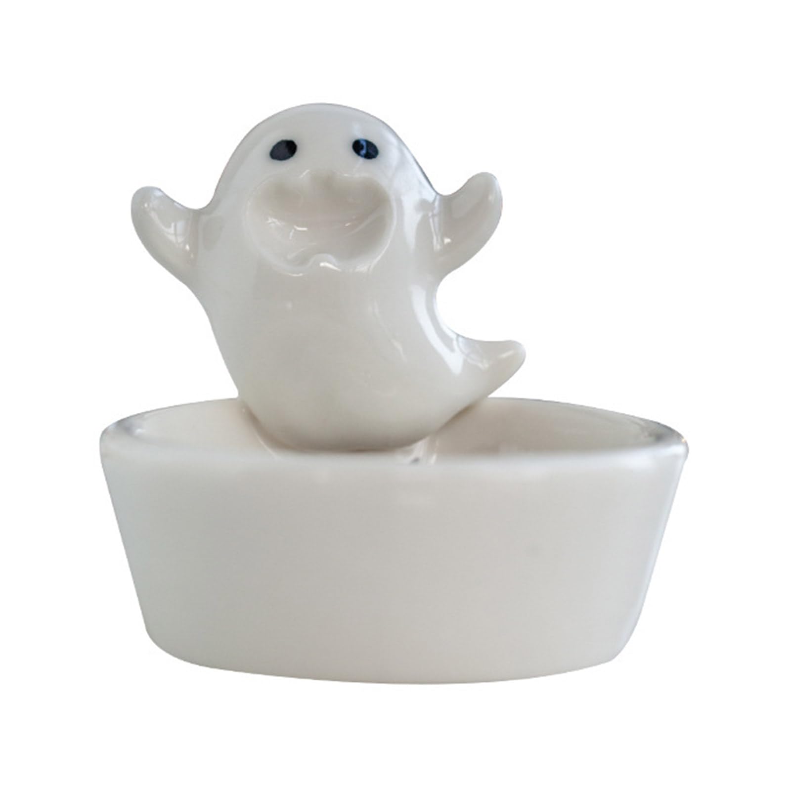 Yhplxyuus Ghostly Figurine Ceramics Holder for Halloween Celebration Cartoon Tealight Candlestick Party Decoration LED Compatibling Candleholder