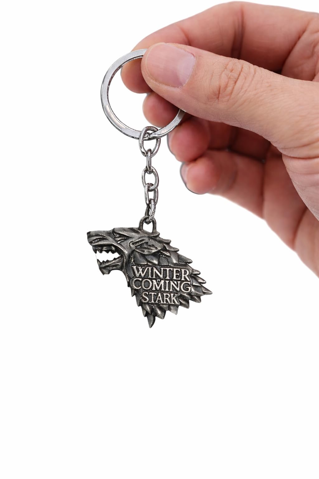Game of thrones House Stark Winter is coming Metal Keychain | Antique Silver Finish Spinner Keyring for Bike, Car & Backpack | Premium House Stark Sigil Keychain - Gift for Boys & Men-image-41