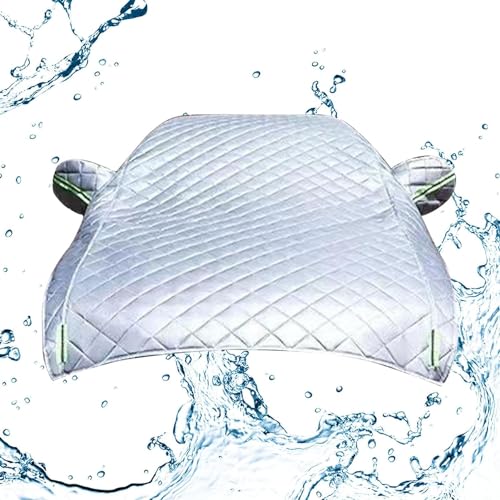 車カバー ボンネットカバー 厚手 蛍光反射ストリップ付き カーカバー 車 ボディカバー 取り付け簡単 防塵 防水 UVカット 防風 防雪 ボディー カバー ハーフ 汚れ防止 各車対応 雹対策 車 カバー 自動車カバー (SUV車(5.3*2.5cm))