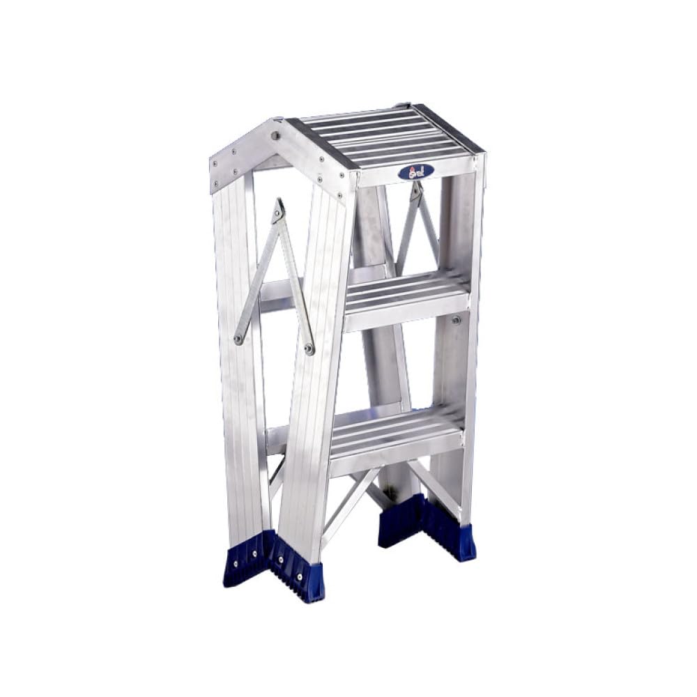 Svelt Sgabello Doppio Professionale in Alluminio 2 Gradini Antiscivolo | Piattaforma Maggiorata 35x40 cm | Portata 150 kg | Certificato UNI EN 14183 | Altezza Lavoro 240 cm