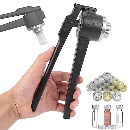 Máquina para encapsular viales abatibles de 13 mm, 15 mm y 20 mm: aluminio, plástico y aluminio completo, máquina para encapsular viales manual, 20-30 botellas por minuto, tapadora de tapas para bot