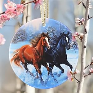Ceramic horse hanging ornament christmas tree decor ornaments for christmas tree gifts for horse lovers  urban country home decor