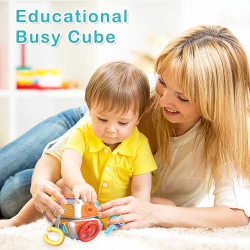 Briuhap Busy Board Cube Toys, Sensory Travel Toys for Toddlers with 10 Educational Activities, Great Baby Shower and First Birthday Gifts, Baby Travel Essentials - Image 3