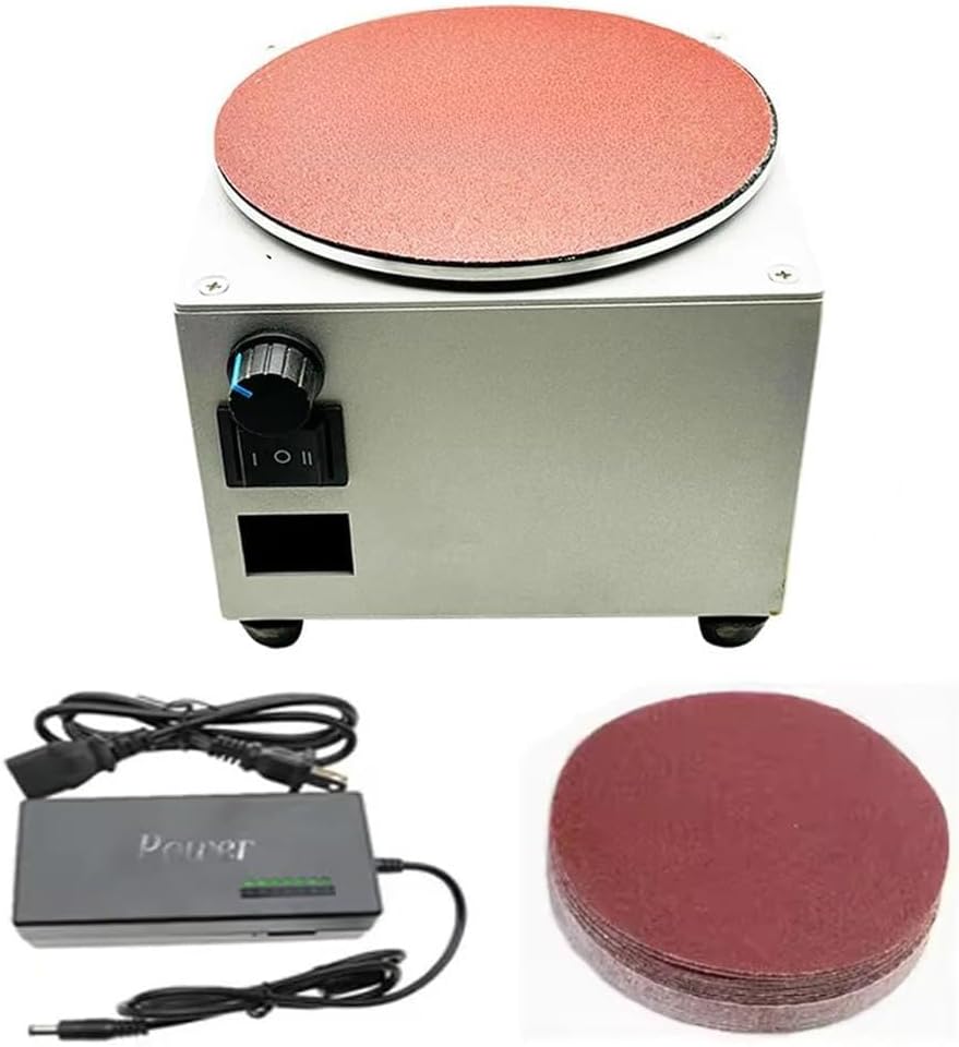Mini Tabletop Disc Sander, 6" Electric Bench Sanding Machine, Sanders for Woodworking, Forward/Reverse Switch, Stepless Speed Control 0-6000 RPM, 20 Sandpapers