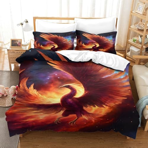 Linge de lit oiseau imprimée 3D parure de lit super douce microfibre King
