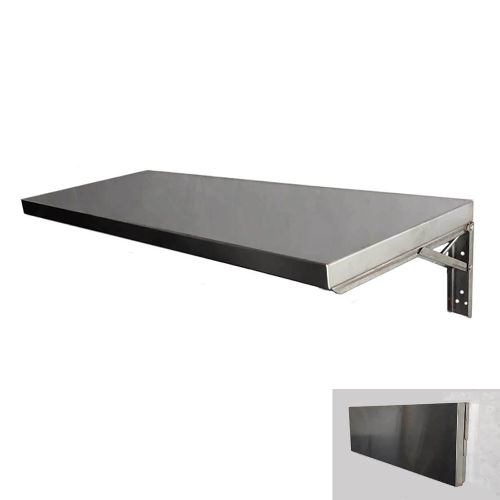 Stainless Steel Wall-Mounted Drop-Leaf Table, Space Saving Laptop Computer Desk Workstation, Folding Hanging Table for Study, Bedroom, Bathroom,110 * 35cm
