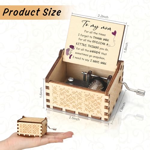 Caja de música de madera de HUHALLI un regalo de flores para mamá 5