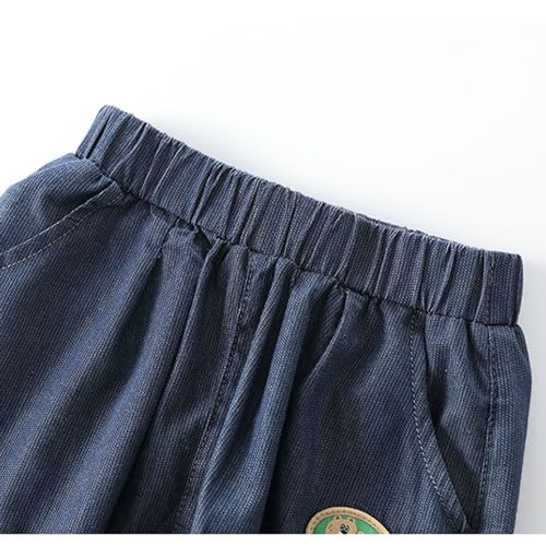 LABISHU Calça jeans infantil com estampa de animais com cintura elástica e bolsos para o verão, Azul