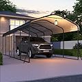 IWDOO 12 x 24 FT Metal Carport, Outdoor Heavy Duty Car Port with Galvanized Steel Roof and All-Metal Frame, Multi-Purpose Carports with Reinforced Base, Garage Car Shelter for Car, Truck and Boats