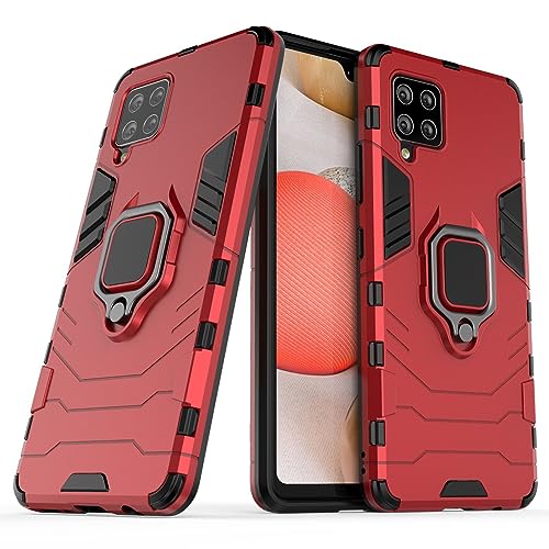 Max Power Digital Funda para móvil Samsung Galaxy A42 5G Carcasa Magnética con Anillo Imán Antigolpes Resistente Rígida Dura [Tecnología Absorción Golpes] (Samsung Galaxy A42 5G, Rojo)