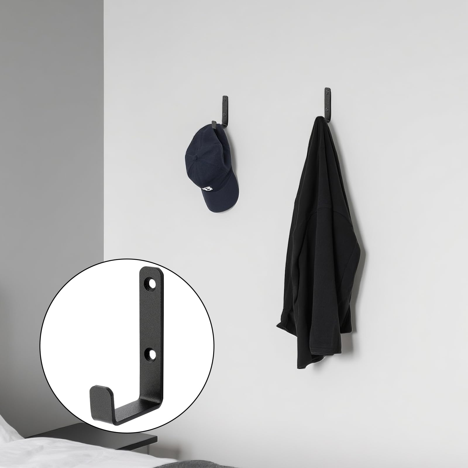 Vxcvzv 4PCS Heavy Duty Hooks, Black Ladder Hook for Garages Storage,Walls Hooks Heavy Duty for Tools Workshop, Shed, L Shaped (Black) - Image 4
