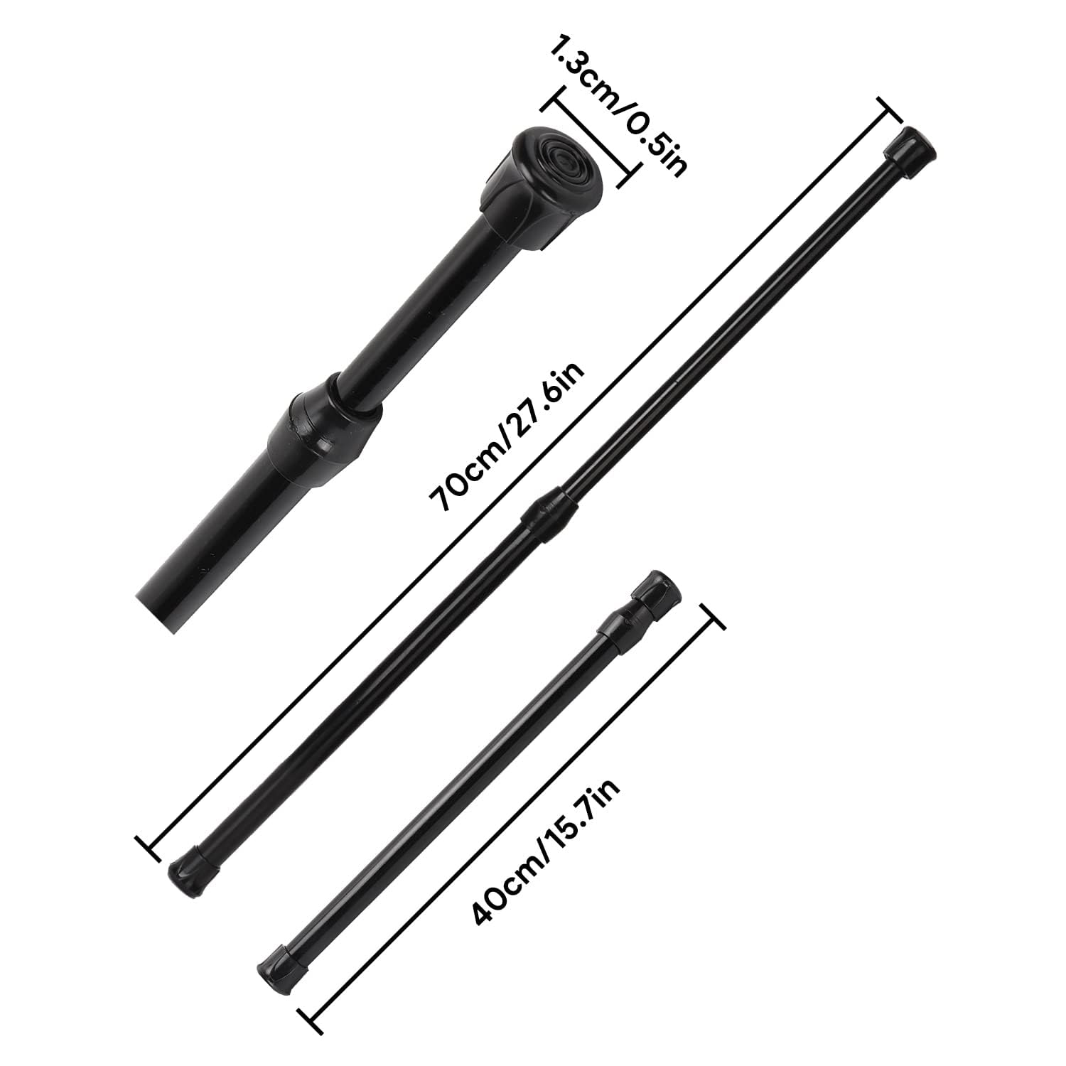 Barra de Cortina Telescópica, Barra Telescópica Ducha con Tensión Ajustable de Acero Negro de Alto Contenido de Carbono Fácil de Ajustar para Baño Armario Cocina Balcón (40 – 70 x 4 piezas)