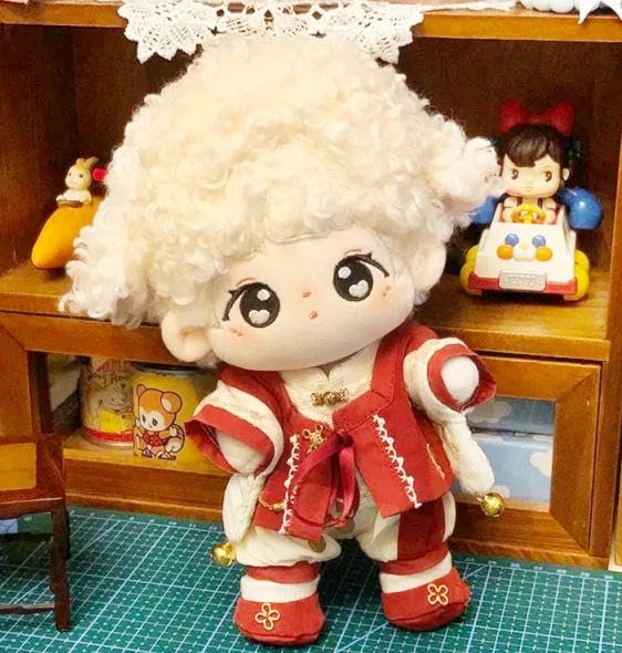 Amazon.co.jp: 20cm ぬいぐるみ服 チャイナ服 赤 ズボン 靴 中華