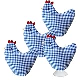 matches21 HOME & HOBBY Eierwärmer 4er Set im Landhaus-Stil - Schöne Huhn Ei-Wärmer blau weiß kariert - 9 x 12 cm große Abdeckung für Frühstücks-Eier als Küche Tischdeko