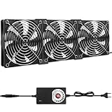 3 ventole da 120 mm: set di ventole silenziose per PC con regolazione della velocità, 12 V/220 V, ventola di raffreddamento per computer, laptop, router, armadio AV, server e TV Box, nero