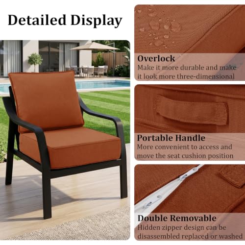 Image of 6 inch Thick Outdoor Chair Cushions, 22 x24 Inch Patio Furniture Cushions Set of 6 with Water Resistant & Removable Cover, UV Resistant, 30D High Density Sponge Patio Cushion