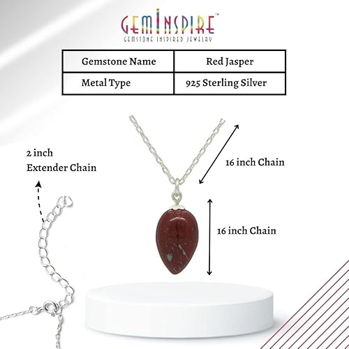 Miniatura 5 de Collar con colgante natural, gota de rocío de 0.394 x 0.591 in, cadena ajustable de plata de ley 925 de 16 + 2 pulgadas