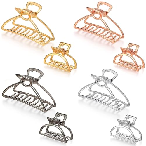 WUBAYI 8 pinzas de metal para mujer, 7,5 cm y 4 cm, color dorado, plateado, oro rosa, negro pistola, accesorios antideslizantes para el cabello