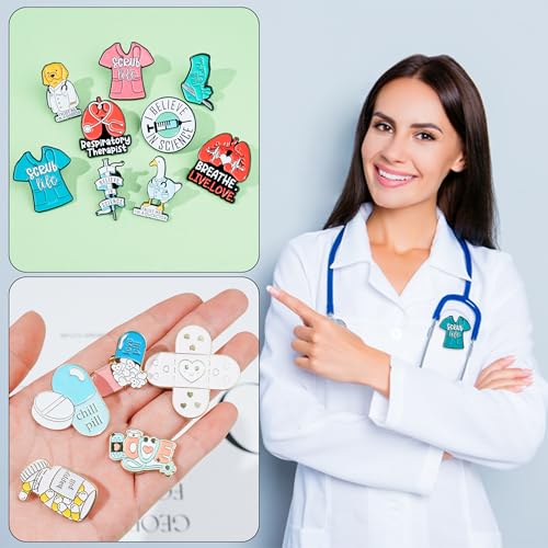 26 Pieces Nurse Stethoscope Enamel Pins Cute Brooch Pins Inspirational Cartoon Lapel Pins Badges Doctor for Nurses' Day Gifts Hat Jacket Bag Decor3