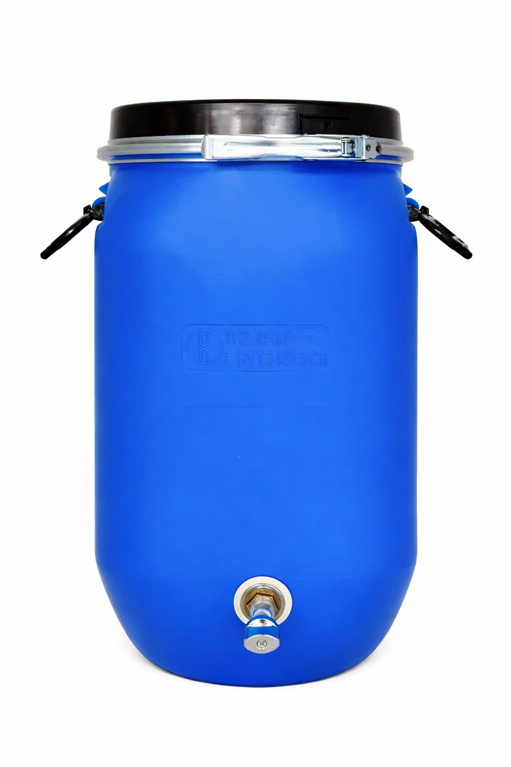 Bidon avec robinet métallique et fermeture à arbalète | Bidon d'eau 30 litres adapté à un usage alimentaire et ADR | Couvercle avec fermeture hermétique | Polyéthylène (PEHD), résistant, sûr