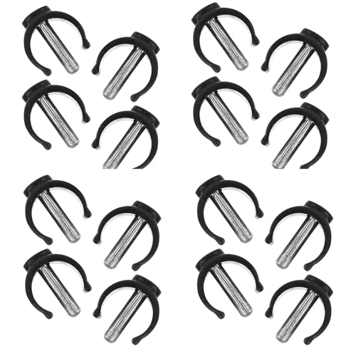 BAZEITFLOW 16 Piezas Clips en Forma de C para Andadores Plegables Negro, Accesorio Seguro Pasador de 28 Mm y Hebilla para Porta Bastón, Compatible Bastones y Andadores
