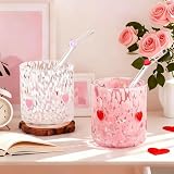 NKWVHI Geschenke für Frauen Gläser Set 2 er Set, Herz Valentinstag Icon Trinkgläser set, 400 ml Wassergläser Mit Strohhalm,Einzigartiger Geburtstag Saftgläser Set für Saft, Kaffee, Whisky, Limonade