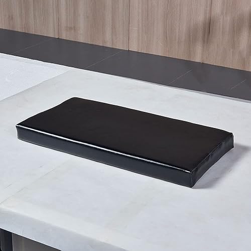 Miniatura 3 de Cojines de banco de piano de piel sintética impermeable con lazos para niños, cojín de madera para taburete, 14 x 34 pulgadas, color negro