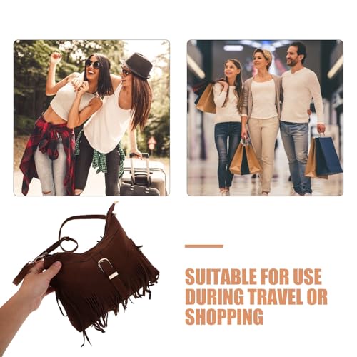 BESPORTBLE Suede Bag: Bohemian Suede Shoulder Bag - Retro Fringe Crossbody Purse - Woven Handbag For Travel Casual Outings And Ethnic Style Fashion4