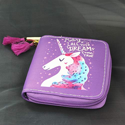 timlee Cute Rainbow Unicorn Design Short Wallets Purple Unicorn Wallet for Girls Wallet For Women Girls Christmas Gift (Unicorn Purple A)4