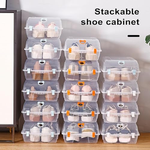 Image of C.S.M CSM Multipurpose Stackable Rectangular Footwear Storage Organiser(SHOEBOX-2) Containers with Lid, Clear Plastic, Large, Pack of 2