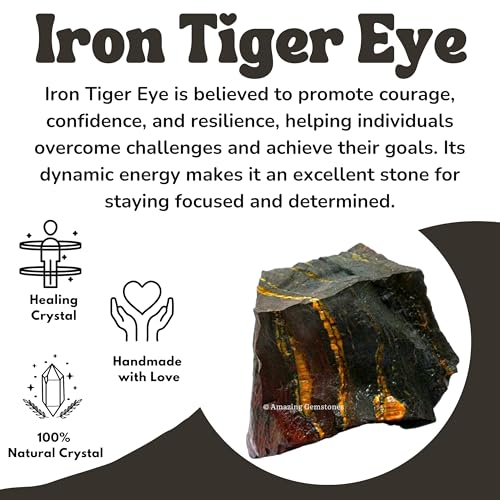Image of Amazing Gemstone 2 Pieces Iron Tiger Eye Raw Crystals and Healing Stones, Natural Rocks for Tumbling and DIY Raw Stones and Crystals