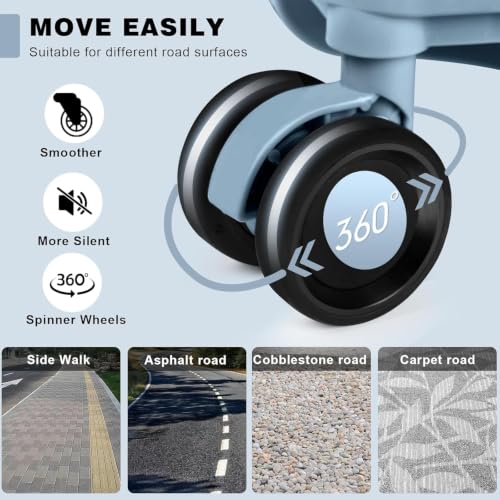 Image of AnyZip Luggage PC+ABS Aluminum Frame Zipperless Checked Luggage Hard Shell Suitcase TSA Lock Double Spinner Wheels 28 Inch Haze Blue
