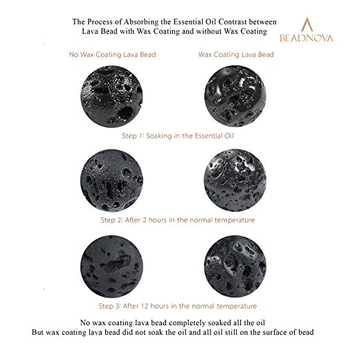 Image of BEADNOVA Black Lava Beads Natural Crystal Beads Stone Gemstone Round Loose Energy Healing with Crystal Stretch Cord for Jewelry Making (6mm, 60-62pcs)