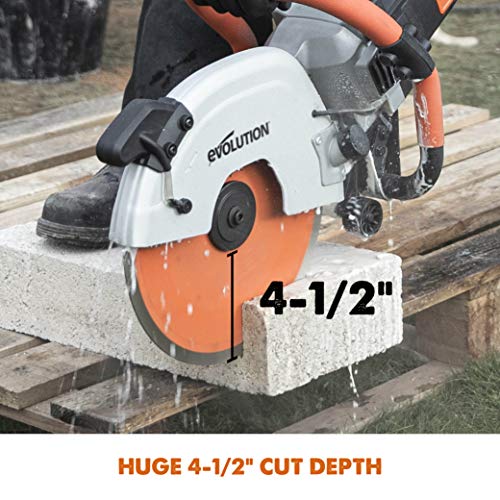 Evolution R12DCT 12 Inch Concrete Saw with Water Fed Dust Suppression (Aka Angle Grinder, Cut Off Saw, Masonry) Electric, No Gas, 4-1/2" Cut - Incl Premium Diamond Blade (Formerly R300DCT+) - Image 5