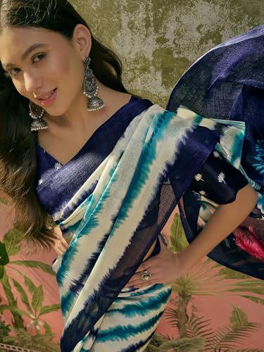 Image of SIRIL Women's Cotton Printed Saree With Unstitched Blouse Piece