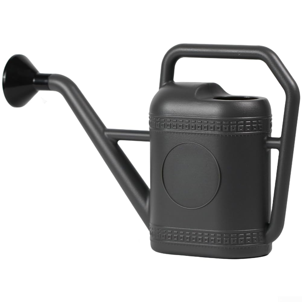 Gießkanne 5 Liter mit Langtülle und Abnehmbarer Brause, PE Harz Gartenkanne mit Ergonomischem für Pflanzen Bewässerung im Innen- und Außenbereich(Gray)