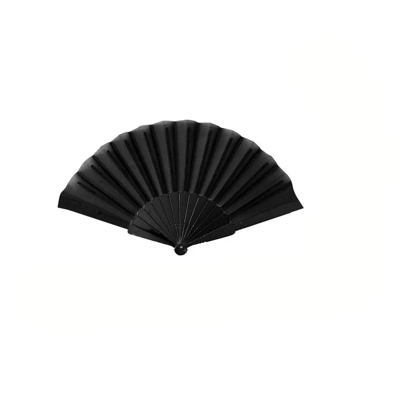 DYMKIE Plastic Bone Dance Fan Tai Chi Fan Kung Fu Performance Hand Folding Stage Wedding Party Decor(Black)