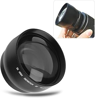 Lente de Ampliação da Câmera Lente de Conversão Telefoto 2X Ultra HD de 52 Mm Com Revestimento à Prova de Arranhões para Rosca de Lente de 52 Mm