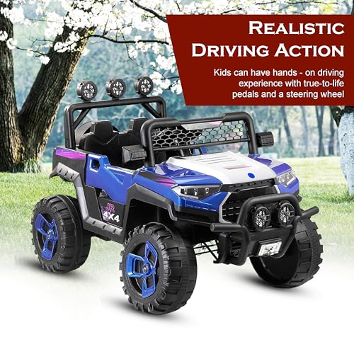 Image of Norman Jr Battery Operated 4x4 ATV Runs on Garden & Sand Surface | Jeep Toy with Remote+Steering+RGB Light+Mp3 USB Music | Rechargeable Car for Kids to Drive 3 to 12 Years | XLarge Size (Aqua Blue)