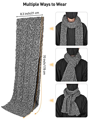 Aneco Winter Warm Knit Scarf Beanie Hat Touchscreen Gloves Set Warmer Long Scarf Set for Men and Women3
