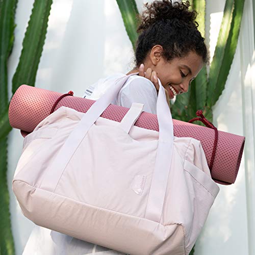 BAGSMART Gym Bag for Women, Carry on Weekender Overnight Bag, Travel Duffel Bags with Trolley Sleeve, Personal Item Travel Bag Tote Bag Workout Dance Bag(Pink,Medium) by BAGSMART - Used condition - Image 3