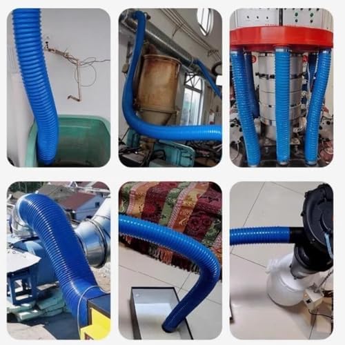 Durable Blue PVC Expandable Hose - 10ft Flexible Ducting for Woodworking Dust Collection Systems, Air Duct Induction Pipe (Diameter 12cm/4.7in)