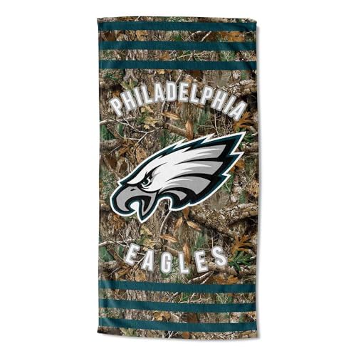 Image of Northwest NFL Philadelphia Eagles Unisex-Adult Beach Towel, 30 inch x 60 inch, Realtree Camo Stripes