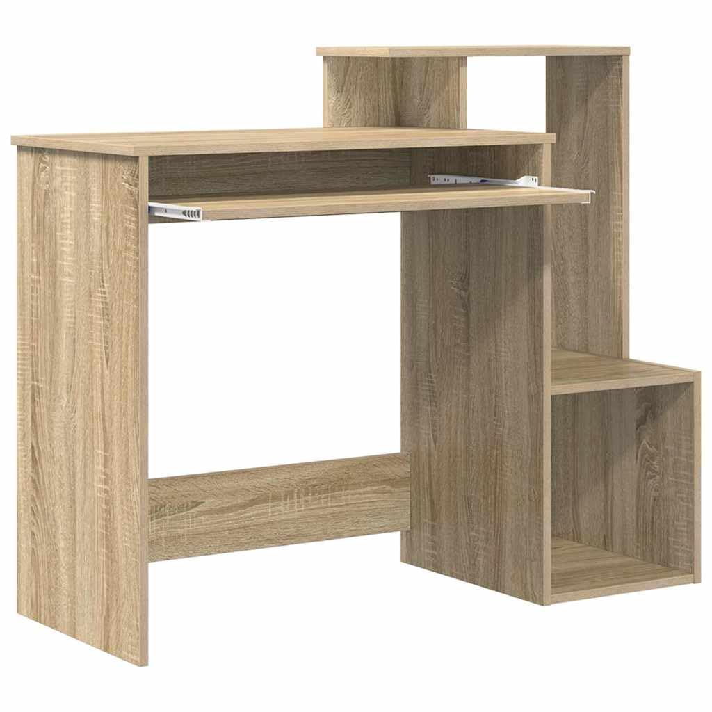 Scrivania in rovere Sonoma, 106 x 41 x 88,5 cm, con cassetto e mensola, moderna scrivania per computer per ufficio, casa, studio, con molto spazio di archiviazione, ergonomica
