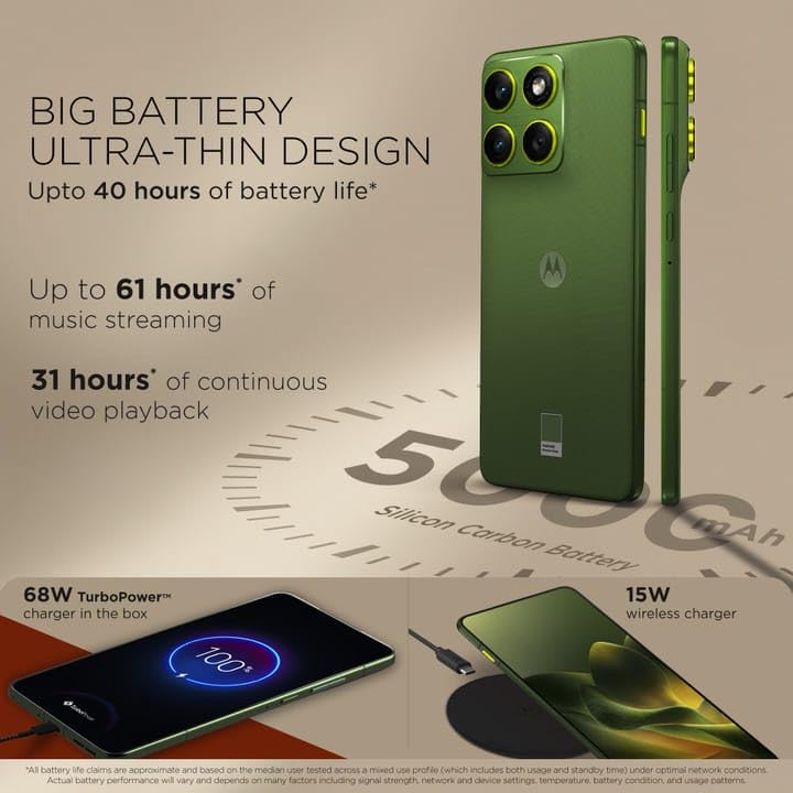 Image of Motorola Edge 70 5G (Bronze Green, 8GB RAM, 256GB Storage) | Snapdragon 7 Gen 4 | 6.7 inch P-OLED 120Hz Display | 50MP Dual Rear Camera | 50MP Front Camera | 5000mAh Battery | 68W Charging