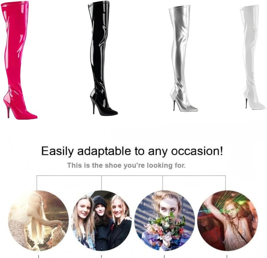 Women's 4.72-Inch Stiletto Over-The-Knee Boots with Side Zipper Design, Suitable for Wedding Parties, Fashion Shows, And More.