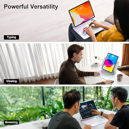 Image of for iPad (A16) 11th /10th Generation Case with Keyboard - Magic-Style Magnetic - Floating Cantilever Stand - Backlit - Multi-Touch Trackpad Keyboard Case for iPad 11 inch &10th Gen 10.9 (White)