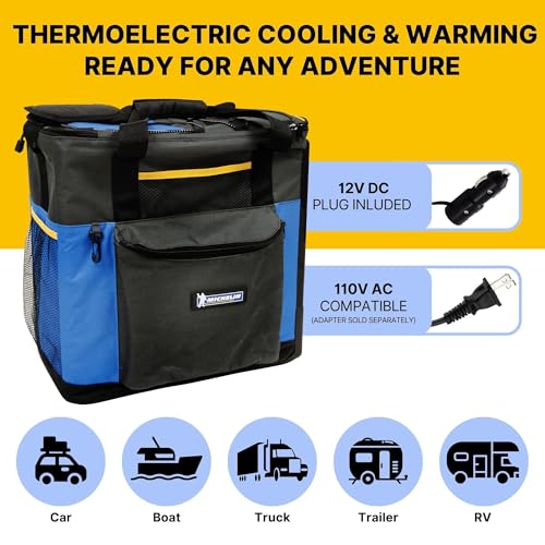 Image of Michelin 12V Iceless Cooler & Warmer - Portable 15 qt Electric Cooler /Nevera Portatil Electrica for Car Truck Camper Boat Hard Sided Mini Fridge for Camping Picnic Travel Lunch Food Drinks Office