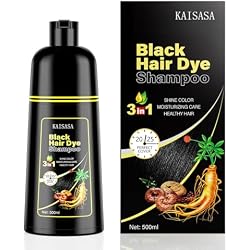 KAISASA Black Hair Dye Shampoo 3 in 1, Hair Color Shampoo for Women and Men, Hair Dye to Cover Gray Hair, Dye Shampoos for Grey Hair Coverage 500ml (Black)