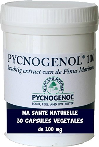 PYCNOGENOL® - Estratto di corteccia del pino marittimo che cresce sulle coste sabbiose a sud di Bordeaux -100 mg (per capsula) 30 capsule vegetali (dosaggio per 1 mese) - Halal/kosher/vegetariano